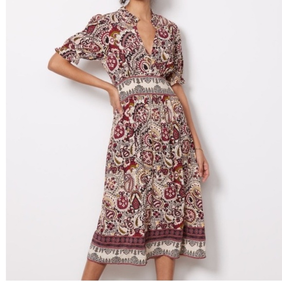Ba&sh Zael Printed Midi Dress Size US 8 - Picture 1 of 14